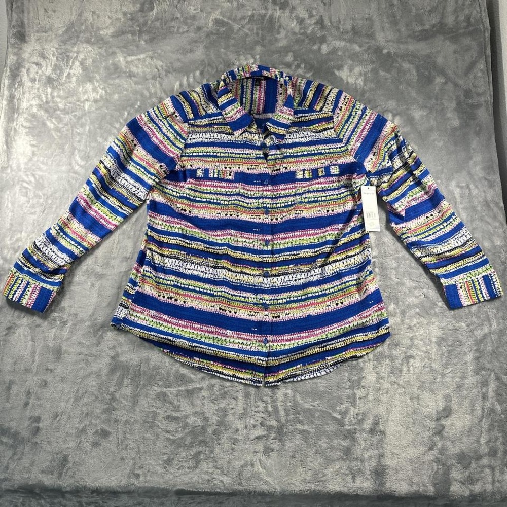 Relativity multi-colored‎ striped button-up shirt